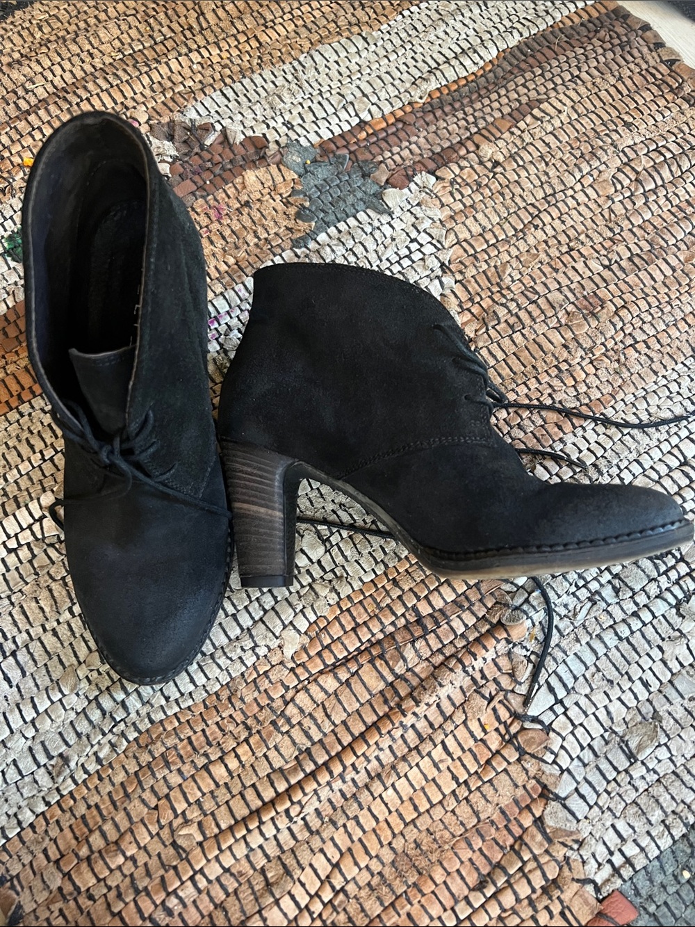 Women’s Black Suede Lace-Up Ankle Boots